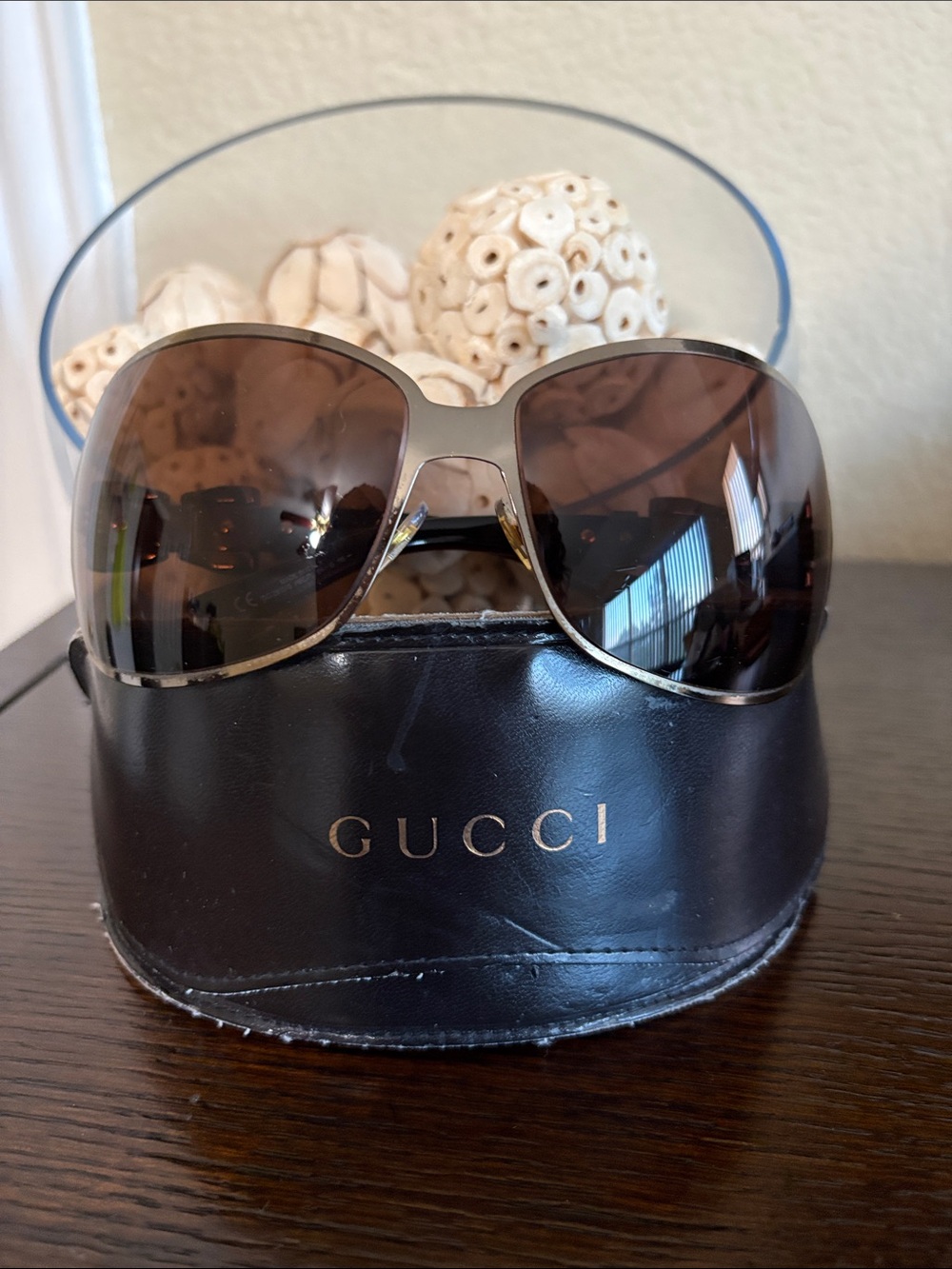 Gucci Oversized Brown Gradient Sunglasses with Gold Trim Tom Ford Era